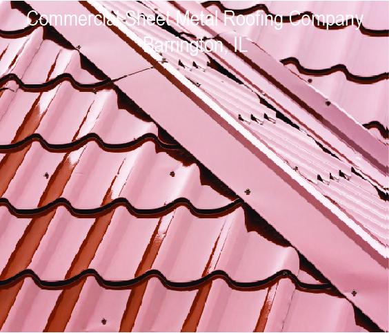 Barrington IL commercial metal sheet roof close up for commercial building